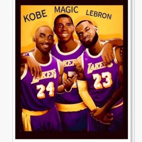 NEW!💯 KOBE BRYANT,LEBRON JAMES,& MAGIC JOHNSON LOS ANGELES LAKERS GLOSSY POSTER - Picture 4 of 5